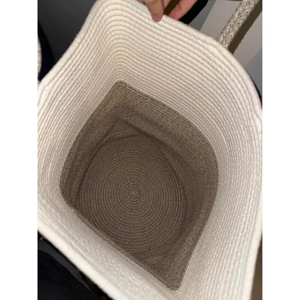2 Cotton Rope Woven Laundry Hamper Decorative Storage Basket for Blankets